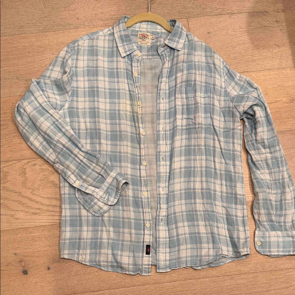 Faherty Men’s Blue Plaid Button Down Shirt